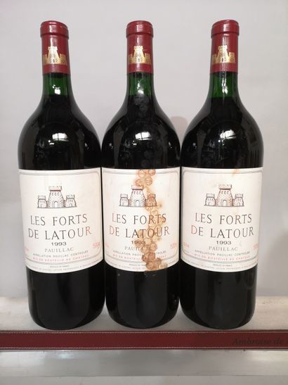 null 3 magnums Les FORTS de LATOUR - 2nd vin du Ch. LATOUR Pauillac 1993 Etiquettes...