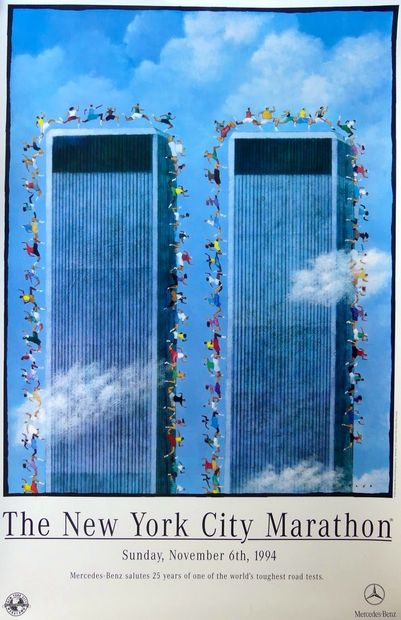 DAVE CUTLER (XX) THE NEW YORK CITY MARATHON.«25th Anniversary». November 1994 Affiche...