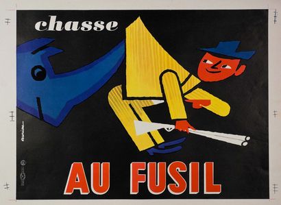 AURIAC Jacques (1922-2003) et VARENNE Roger (2 affichettes) GUN HUNTING and GUN CLOTHING...