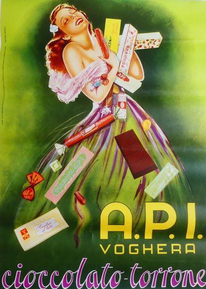 ANONYME (3 affiches) A.P.I VOGHERA «CIOCCOLATO-TORRONE» - KRANEBET LIQUORE et MACHINE...