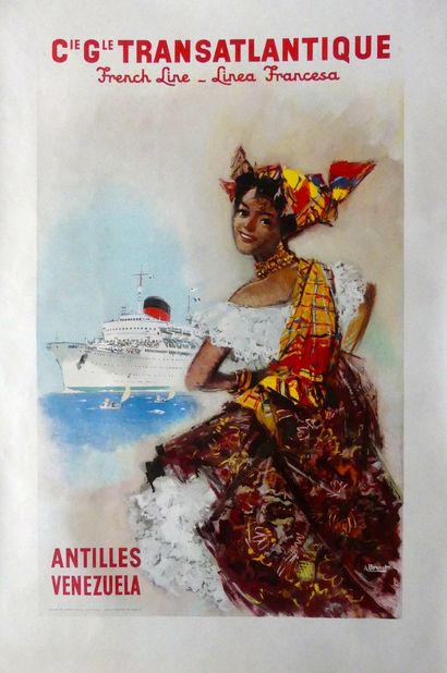 BRENET Albert (1903-2005) Cie Gle Transatlantique « ANTILLES-VENEZULA » Imprimé en...