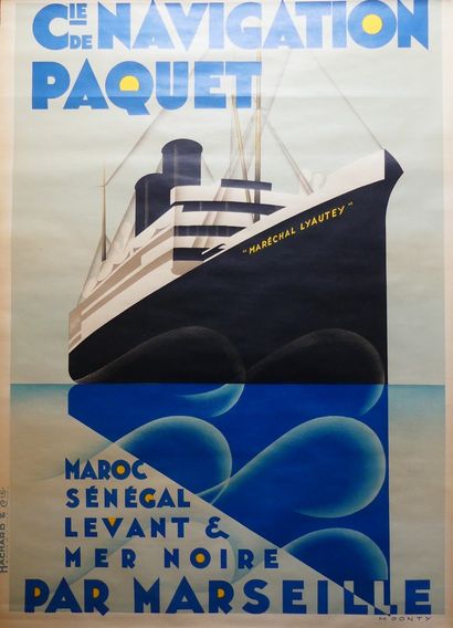 PONTY Max (1904-1972) Cie DE NAVIGATION PAQUET PAR MARSEILLE. «PAQUEBOT.Maréchal...