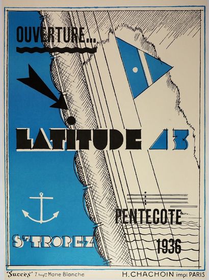 PINGUSSON G.H. (XX) OUVERTURE ...LATITUDE 43, ST.TROPEZ. 1936 Imprimerie Chachoin,...