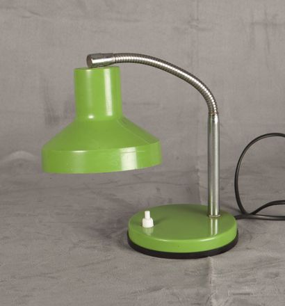 Bedside lamp green lacquered metal shade...