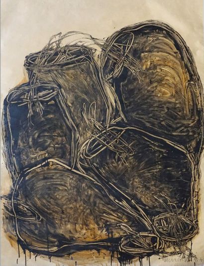 Saverio LUCARIELLO Untitled, 1990. Painting on paper. Signed and dated 90-7 lower... Gazette Drouot