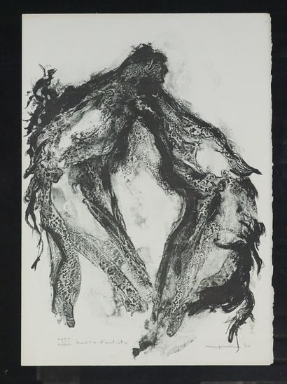 null « Accolade de deux chevaux » lithographie en noir, épreuve d’artiste, XXXII/XXXIII...