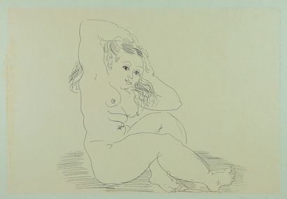 Raoul DUFY (1877-1953) Femme nue assise. Estampe sur papier japon . Signée en bas...