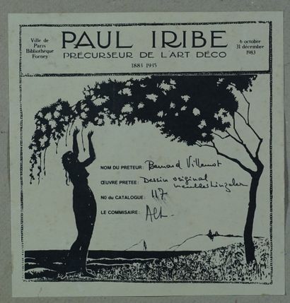 Paul IRIBE (1883-1935) Projet publicitaire pour les meubles de Robert Linzeler. Gouache...
