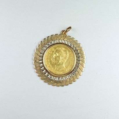 18K (750/oo) two-tone gold pendant centered...