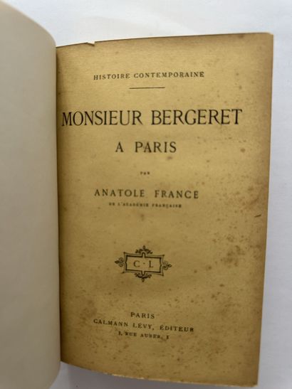 France, Anatole. Monsieur bergeret. Édité à Paris chez Calmann Lévy en 1897. De format...