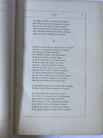 Hugo, Victor. L'année Terrible. Édité à Paris, chez Michel Lévy frères en 1874. De...
