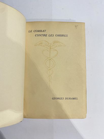 Duhamel, Georges. Le combat contre les ombres. Published in Paris by Mercure de France...