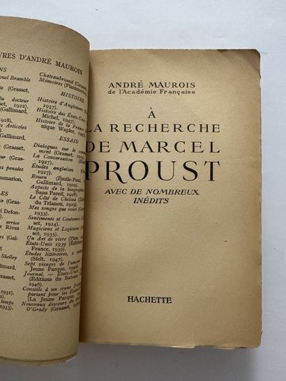 Maurois, André. A la recherche de Marcel Proust. Édité à Paris chez Hachet en 1949....