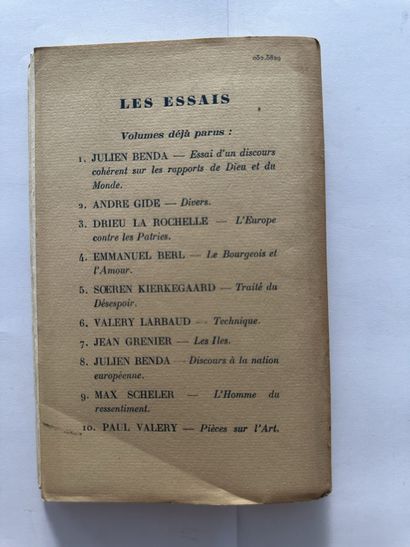 Gide, André. Pages de journal. Édité à Paris, chez Gallimard en 1934. De format in-12....