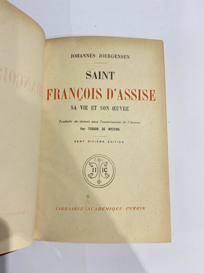 Joergensen, Johannes. Saint Francois D'Assise. Édité à Paris, chez Perrin en 1935....
