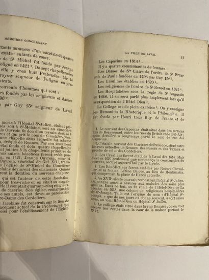 Guyboutier, Frin du. Mémoires concernant la ville de Laval. Edité à Laval, chez L.Moreau...