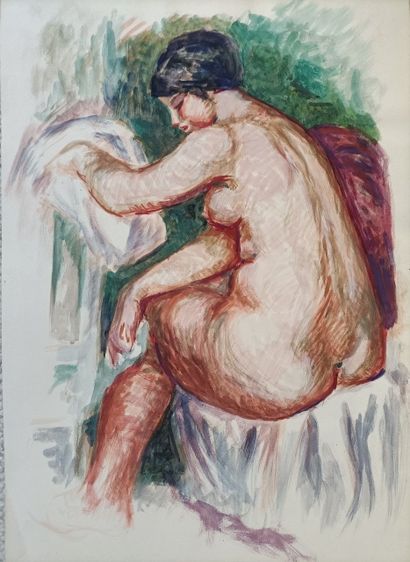 Georges-Louis CLAUDE (1879-1963) "Femme nue à sa toilette, d'après Pierre Auguste...