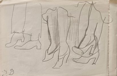 Raoul Dufy (1877-1953) "Etude de jambes au défilé Schiaparelli" - Dessin à la mine...