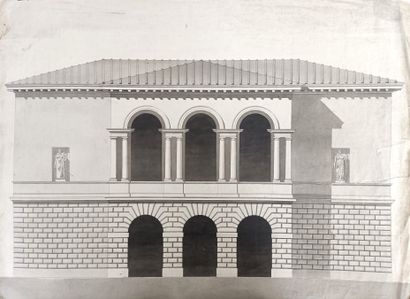 Jean Vasserot (1769-18..) attribué à "Grand projet de façade circa 1820" – encre...