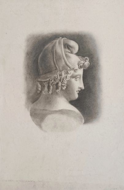 Ecole française circa 1830 "Mariane au bonnet phrygien" - Dessin à la mine de plomb...