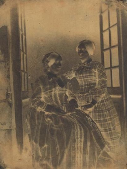 LOUIS ALPHONSE DE BREBISSON 1798-1872 Portrait d'Eugénie et Louise, filles du photographe,...