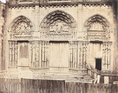 CHARLES MARVILLE 1813-1879 (attribué à) Portail Royal de la Cathédrale de Chartres...