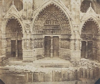 CHARLES MARVILLE 1816-1879 Portail de la façade principale de la Cathédrale d'Amiens,...