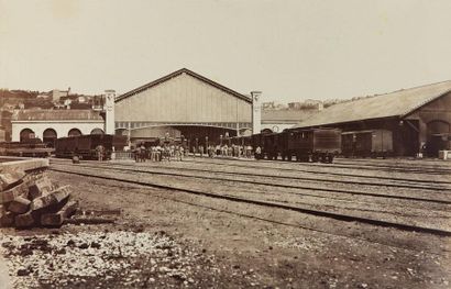 EDOUARD BALDUS 1813-1882 Gare de Perrache, Lyon, 1860. Tirage albuminé monté sur...