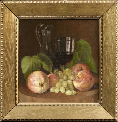 Ecole Française du XIXème "Nature morte aux raisins" Huile sur toile
