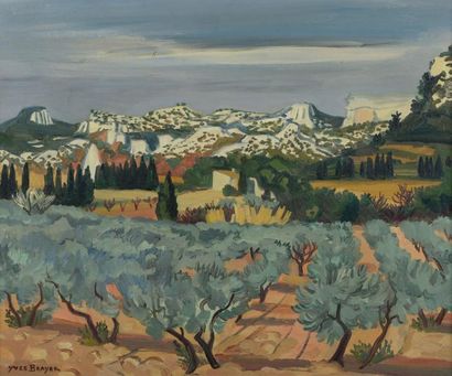 Yves BRAYER (1907-1990) Oliviers en Provence, 1974 Huile sur toile signée en bas...