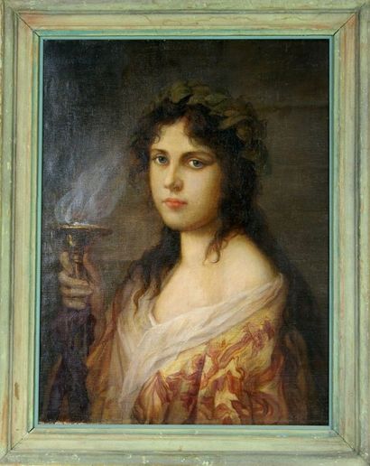 VON MAX Gabriel Cornélius (1840- 1915) attribué à Portrait mythologique féminin Huile...