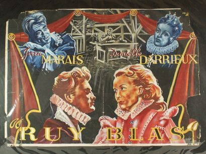 null DEUX PROJETS D'AFFICHES de cinéma "Ruy Blas", "sans amour" .Gouache.51.5 x 72...