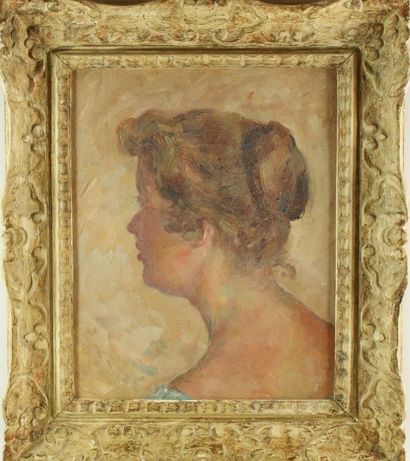 null BURGER Fritz " Femme de trois quart".huile sur isorel .40 x 32 cm .Dans un cadre...