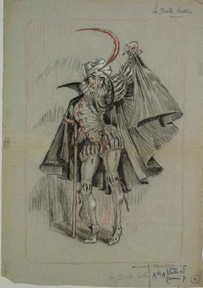 CASTERA "Costumes de théâtre, Le diable boiteux" vers 1930-1940 et Charles BETOUT...
