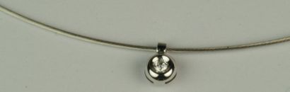 null Collier câble en or gris serti d'un diamant taille brillant pesant 0,05 ct en...