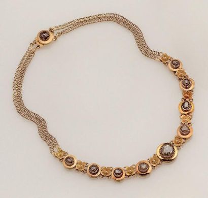 null Collier rivière Provençale en or jaune, composé de maillons ronds disposés en...