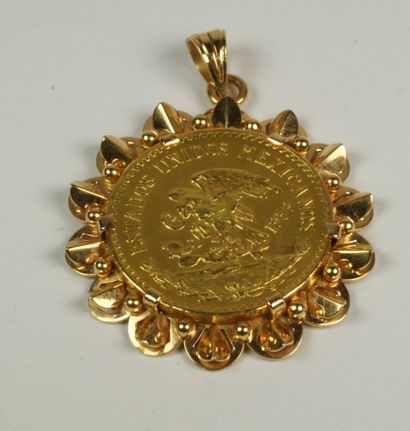 PIECE en or de deux pesos Mexique 1959 monté...