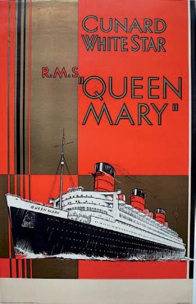 JARVIS CUNARD WHITE STAR R.M.S "QUEEN MARY". Circa 1936 The British Colour Printed...