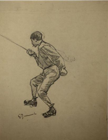 JEANNIOT Pierre Georges (1848-1934) ESRIMEUR

Dessin au crayon noir. Signé en bas...