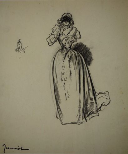 JEANNIOT Pierre Georges (1848-1934) ACTRICE

Fusain.Cachet monogramme en bas à gauche....