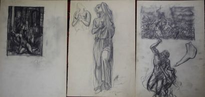 DECARIS ALBERT (1901-1988) PERSONNAGES ANTIQUES 

10 dessins au crayon ou encre de...