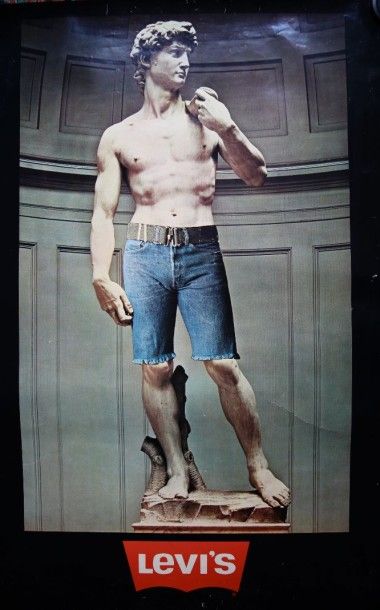ANONYME LEVI'S “David, Michel- Ange” . Circa 1970 Affiche photo, offset. Young &...