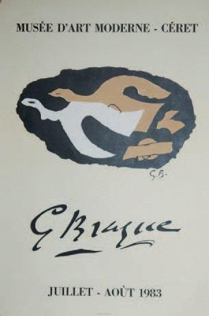 BRAQUE Georges (1882-1963) MUSÉE D'ART MODERNE-CÉRET. "G. BRAQUE". 1983 Imp.Mourlot,...