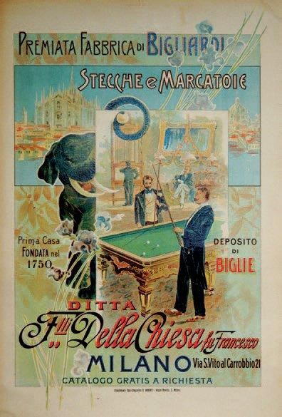 ANONYME PREMIATA FABBRICA DI BIGLIARDI "Stecche e Marcatoie". MILANO. Vers 1900 Tipo-Lithografico...