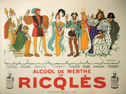 BARRERE Adrien (1877-1931) ALCOOL DE MENTHE DE RICQLÈS. Affiche d'Art -Robert & Cie,...