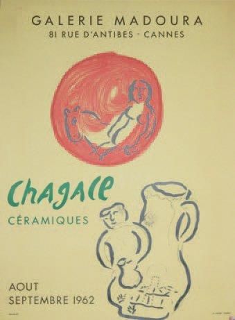 CHAGALL Marc (1887-1985) GALERIE MADOURA, Cannes. "CHAGALL CÉRAMIQUES". Août-septembre...