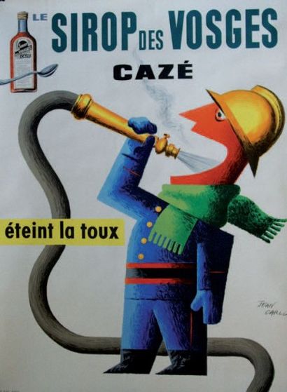 CARLU JEAN (1900-1997) LE SIROP DES VOSGES CAZÉ."ÉTEINT LA TOUX". Vers 1950 Imp.De...