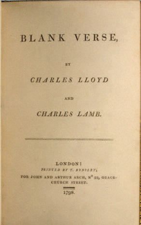 LAMB & LLOYDS Blank verse. London: for John andArthur Arch 1798. in-12; maroquin...