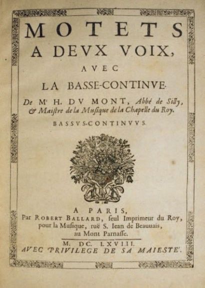 null Musique/DUMONT (Henri) (1610-1684).- Motets à deux voix avec la basse continue....