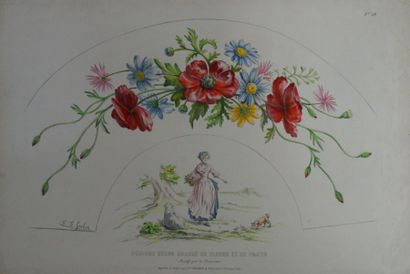 null Fleurs, 10 lithographies aquarellées, fin XIXè et début XXè